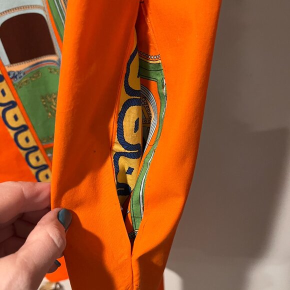 Dizzy Lizzie Monterey Dress Orange and Green Wagon Wheel Print - Picture 6 of 10